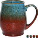 Bosmarlin Extra Large Ceramic Coffee Mug, 24 Oz, Dishwasher and Microwave Safe, Big Oversized Tea Cup, Reactive Glaze (Blue&Red)