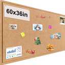 Large Bulletin Board, Foldable 60x36 Inches Cork Board Alternative, Large Felt Board Decorative Pin Board for Wall, Foldable Photo Board Self-Adhesive Vision Board with 36 Pushpins Brown