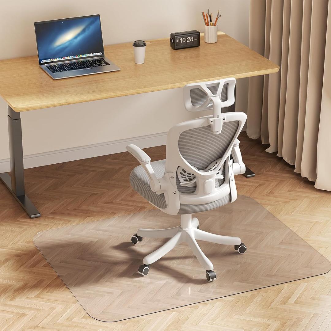 Delamu Office Chair Mat for Hardwood Floor, 30"48" Office Computer Desk Chair Mat, Clear PVC Heavy Duty Floor Protector Mats for Rolling Chairs (Transparent)