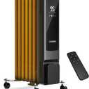Oil Filled Radiator Heater, CCGIRU 1500W Radiant Heater with Remote Control, 7Fins, with Remote, 3 Modes, Digital Thermostat, 24H Timer,Child Lock, Space Heaters for Indoor Use Large Room Bedroom