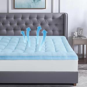 BEDELITE Cooling Mattress Topper King Size for Hot Sleepers, Soft Pillow Top Mattress Pad for Back Pain Relief, Fits 8"-21" Deep Pocket