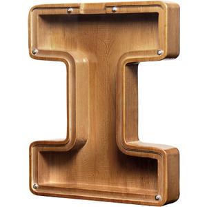 Large Wooden Letter Coin Personalized Piggy Bank for Boys Girls Kids Toddler Adults Money Bank Best Gift for Friends (9.2 Inch-I)