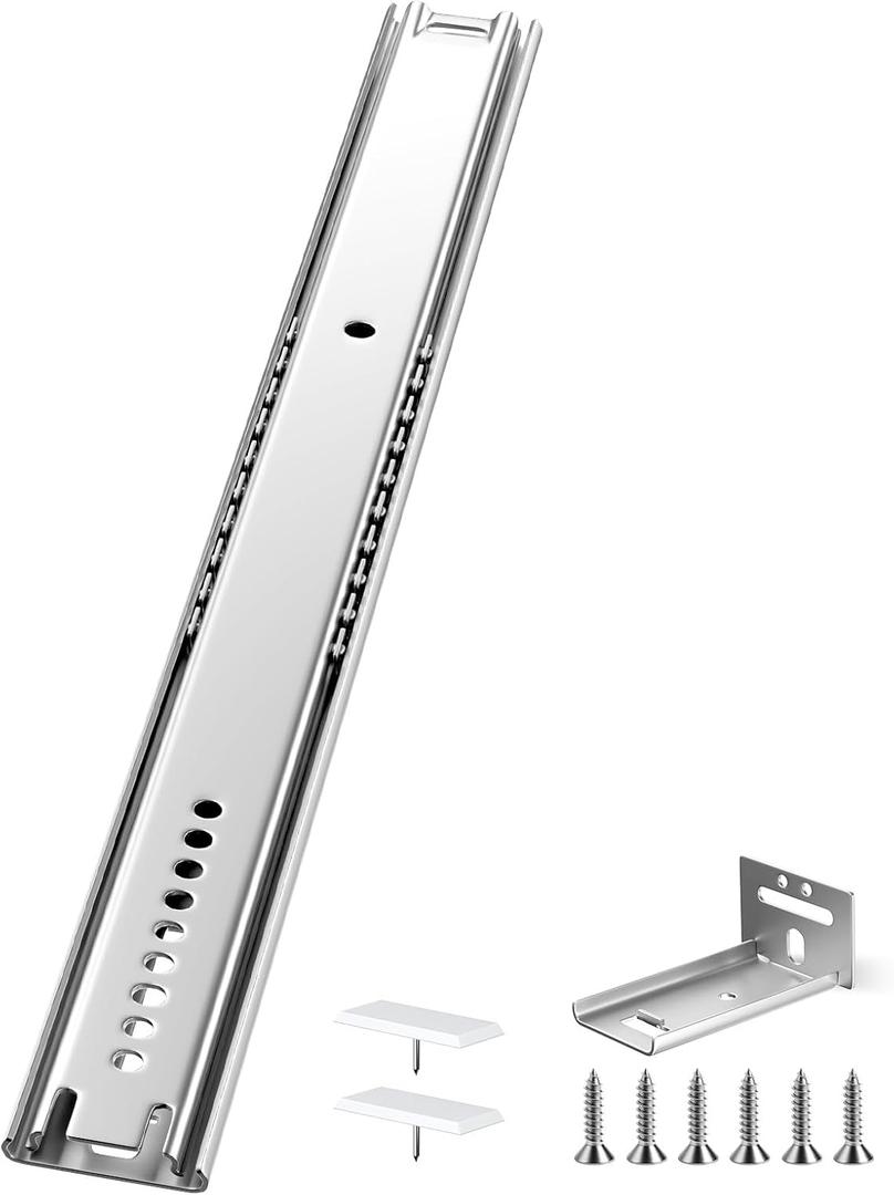 4 Pcs 16 Inch Center Mount Drawer Slides, Heavy Duty Bottom Mount Drawer Slides for Cabinet and Dresser, 3/4 Extension Glide Tracks