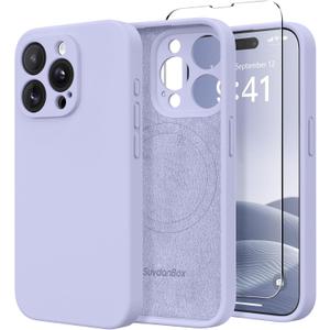 Magnetic for iPhone 13 Pro Case, Compatible with MagSafe, [Full Camera Protection][Screen Protector] Silicone Shockproof Protective Phone Case for iPhone 13 Pro 6.1", Lilac