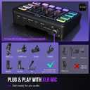 FIFINE Gaming Audio Mixer, Streaming RGB PC Mixer with XLR Microphone Interface, Individual Control, Volume Fader, Mute Button, 48V Phantom Power, for Podcast/Recording/Vocal/Game Voice-AmpliGame SC3