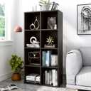 OSCHF 8-Cube Storage Shelf Bookcase - Wooden 4-Tier Floor Standing Open Bookshelf, Modern TV Stand up to 55 Inchs for Home and Office, Black