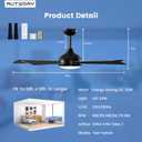52 Inch Ceiling Fans with Lights and Remote - Black
