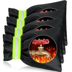 Outdoor Faucet Covers for Winter Freeze Protection 4 Pack Reusable Garden Faucet Cover Socks for Various Faucet Water Spigot Pipe Hose Bib,Waterproof Insulated Anti-Freeze Covers-Reflective Velcro