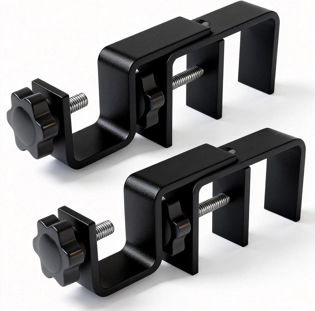 Over Blinds Curtain Rod Brackets for Outside Mounted, No-Drill Blinds Curtain Rod Holders for 1.3-2" Rectangular Headrails, Tool-Free & No Wall Damage, Apartment & Renter Friendly (Set of 2, Black)