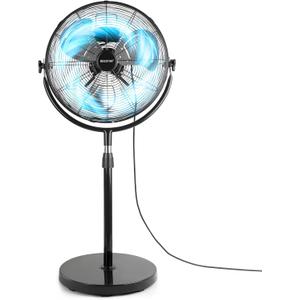 BEESTAR 18 Inch Heavy Duty High Velocity Pedestal Fan,Industrial Standing Fan with Adjustable Height and Tilt,3-Speed,Metal for Industrial, Commercial, Residential, Greenhouse,Black