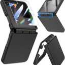 Caka [Upgrade] for Samsung Galaxy Z Flip 7 Case [Wireless Charging Compatible][Hinge Protection] [Screen Protector] Women Men Shockproof Protection Phone Cover for Z Flip 7 2025 - Black