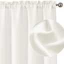 Chyhomenyc Light Filtering Curtains 72 Inch Length 2 Panels Set, Faux Linen Textured Soft Airy Privacy Yellowish Farmhouse Curtain Drapes for Living Room, Each 40Wx72L Inches, Creamprev. Ivory