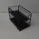 AIYAKA Pull-out Cabinet Organizer, Stackable 2-tier Under Sink Rack, with Sliding Storage Drawer for Pantry, and Desktop, for Bathroom, Kitchen, Office, Black