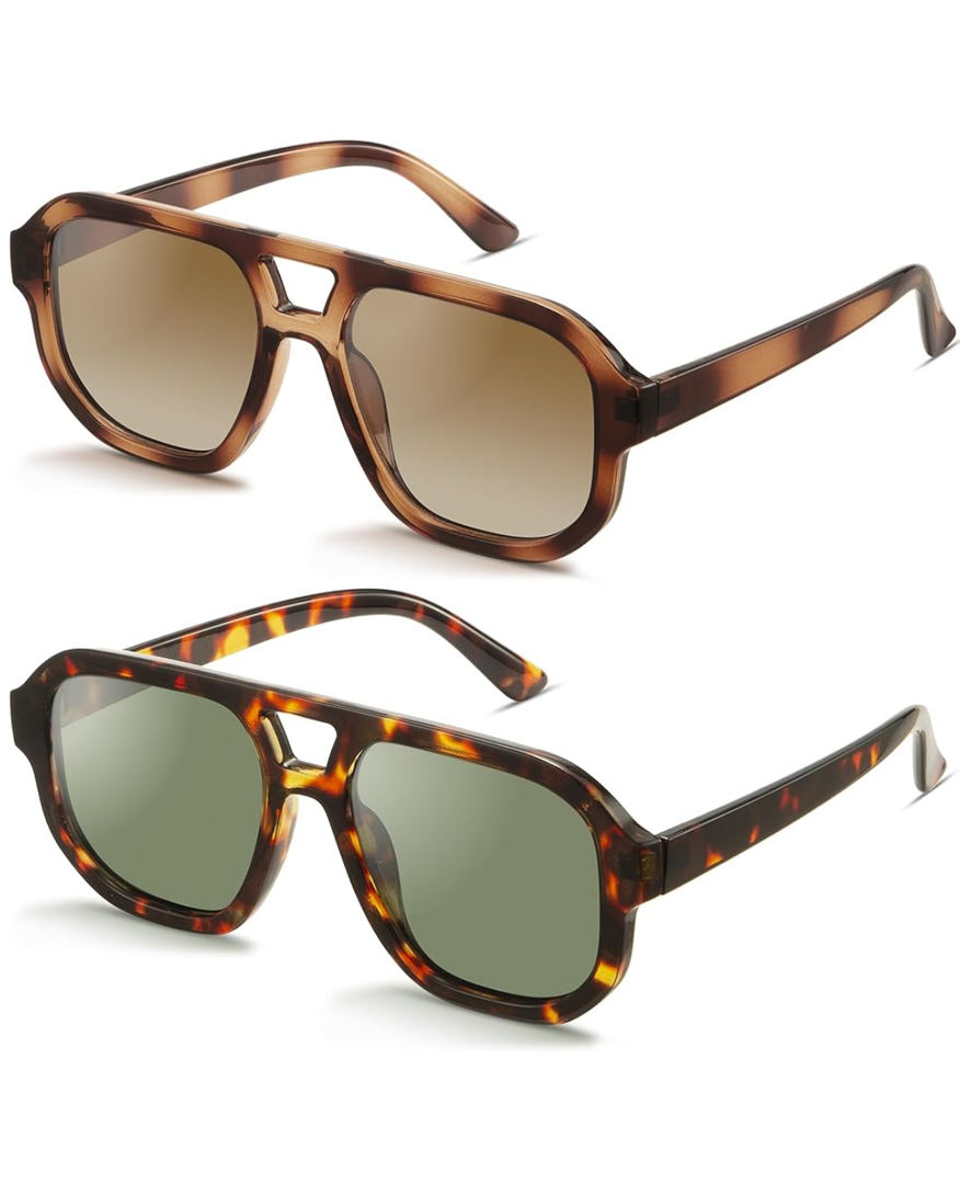livho Trendy Polarized Square Aviator Sunglasses Women Men Square Eyewear Frame, Retro Sun Glasses for Women Men 2025 Shades