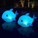 Solar Floating Pool Lights Dolphin, Glow in The Dark Solar Pool Lights That Float, IP68 Wateproof Inflatable Solar Floating Lights for Pool Pond Wedding Party Decorations - 2PC