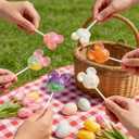 304Pcs Easter Lollipop Mold Set Easter Lolly Pop Tray Sucker Molds Rabbit Egg Silicone Lollipop Moulds Bunny Egg Cake Pop Moulds for Chocolate Candy Making with Lollipop Sticks Treat Bags Twist Ties