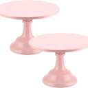 2 Pack Pink Cake Stand, 10 Inch Adjustable Height Cake Stand Pink Round Metal Cupcake Stand for Home, Birthday, Party and Wedding