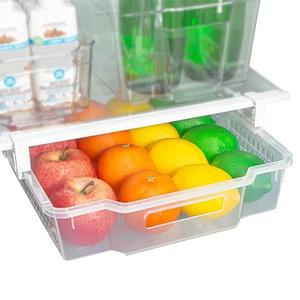 Smart Design Adjustable Pull Out Refrigerator Drawer - Extra Large - BPA Free Plastic - Holds 20 lbs - Extendable Sliding Fridge Bin, Freezer, Pantry Food Holder Storage Organizer - Kitchen - Clear