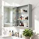 18"x 24"Bathroom Medicine Cabinet,Double-Sided Mirror Door | Silver Aluminium Frame,Lightweight,Sturdy and Attractive,Simple Wall-Mounted,Adjustable Shelves,Tempered Glass