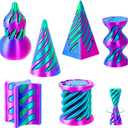 6 Pack Spiral Cone Fidget Toys - Impossible Cone 3D Printed Impossible Pyramid Pass Through 3D Printed Toy Mini Sensory Toy for Stress Relief Anxiety, Desktop Decoration Gifts for Adults Teens Kids (Blue+purple)