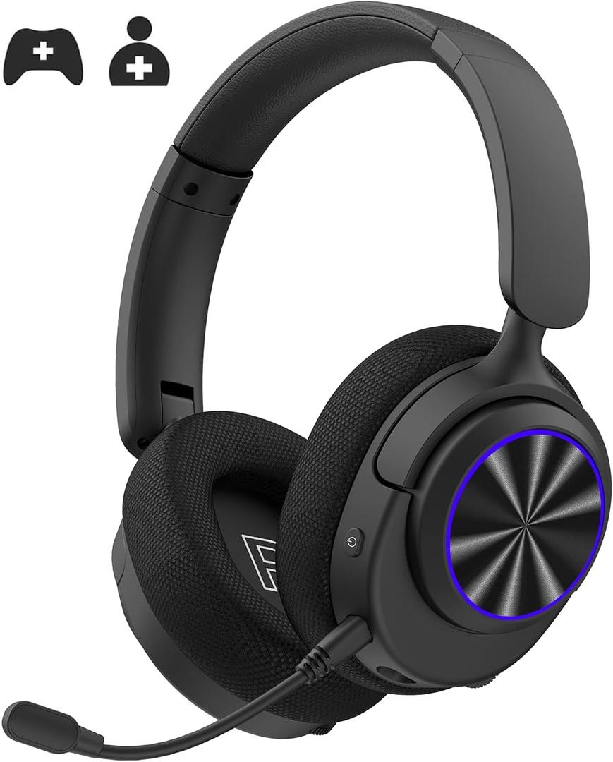 INGA Wireless Gaming Headset for PS5, PS4, PC, Mac, Switch, Game/Chat Balance for PS5/4, 2.4GHz/Bluetooth 5.2, ENC Noise-Cancelling Mic, 7.1 Surround Sound, 3.5mm Wired for Xbox Controller (Blue LED)