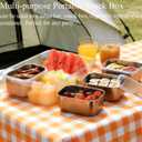 Snackle Box Container, Stainless Steel Snack Tray with Lid and Handle, 4-Compartment Divided Serving Tray for Fruit Veggie Candy, Large Snack Platter for Travel Party Beach Picnic