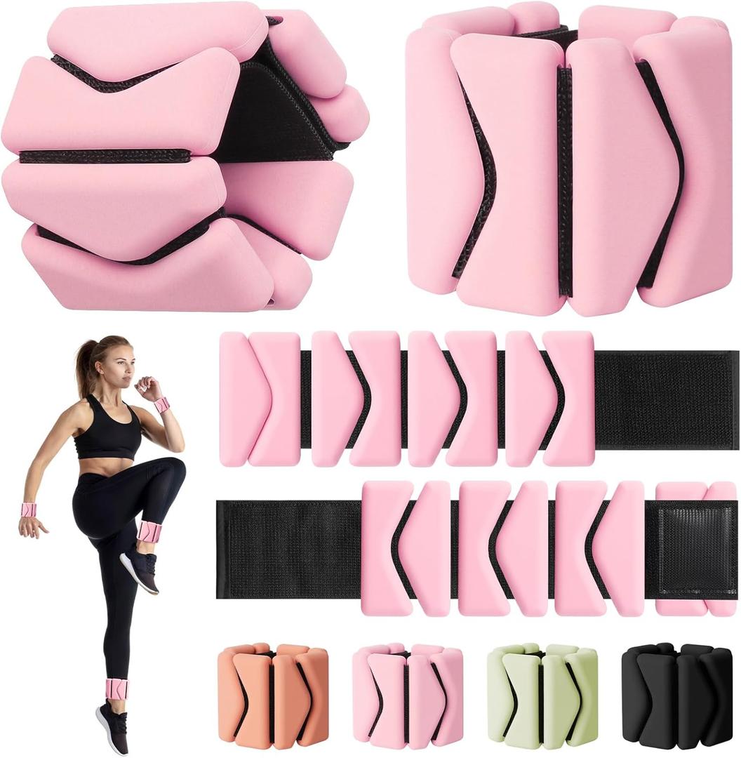 Wrist Weights, Wrist and Ankle Weights for Women, Adjustable 2LB Wearable Silicone Weighted Bangles(1LBs Each), Fits for Yoga, Pilates, Home Gym, Dance, Swimming, Jogging, Cardio, Strength Training, Set of 2 (Pink) Wrist Weights, Wrist and Ankle Weights for Women, Adjustable 2LB Wearable Silicone Weighted Bangles(1LBs Each), Fits for Yoga, Pilates, Home Gym, Dance, Swimming, Jogging, Cardio, Strength Training, Set of 2 (Pink)