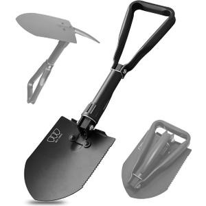 Gold Armour Military Folding Camping Shovel, High Carbon Steel Survival Shovel Entrenching Tool Handle with Carrying Pouch