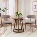 COLAMY Wooden Dining Chairs Set of 2, Modern Fabric Upholstered Kitchen Chairs, Farmhouse Dining Room Chair with Foot Pegs, Camel