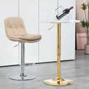 Finnhomy 24'' Round Cocktail Bar Table with Metal Base, Tall Bistro Pub Table, Adjustable 27.9''-35.4'' Counter Bar Height for Kitchen, Dining Room, Living Room, Easy Assembly, Gold