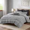 INK+IVY Rhea Luxurious Cotton Bedding Set - Mid Century Trendy Geometric Design, All Season Cozy Cover With Matching Shams, Grey/Black Comforter Set, Full/Queen 3 Piece