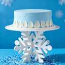 Lallisa 12" Snowflake Frozen Cake Stand White 3D Snowflake PVC Cake Decorations with Engraved Snow Themed Holder Winter Dessert Stand Centerpieces for Frozen Winter Birthday Party Supplies