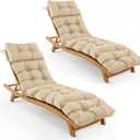 Outdoor Chaise Lounge Cushions 75.1x22.8x4.7 Inch, Waterproof Lounge Chair Cushions for Pool, Patio, Deck, Lawn, Fade Resistant Lounge Cushions for Outdoor Furniture, Beige, Set of 2