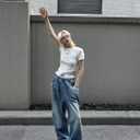 EMMIOL Baggy Jeans Women Wide Leg Y2K Vintage Denim Pants High Rise Boyfriend Dark Wash Pants (S)