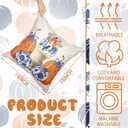 Set of 6 Fall Pumpkin Pillow Covers 18x18 Chinoiserie Pumpkin Pillow Cases Blue and Orange Grandmillennial Autumn Decorations for Couch Sofa Bed Harvest Thanksgiving Outdoor