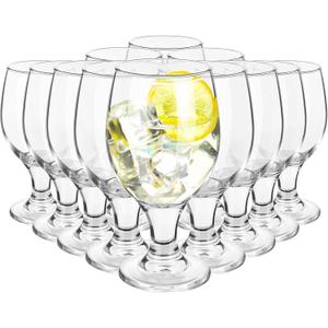 Patelai Clear Glasses 13.5 oz Water Goblet Glass Stemmed Water Glasses for Juice Wine Beer Tea Milk Cold Beverages Drinks Dishwasher Safe