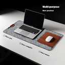 Extended Desk Mat  Large Felt & Leather Desk Protector with Pen Holder, Cable Organizer, and Smooth Mouse Area for Office Use