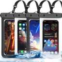 4 Pack Black White Universal Waterproof Phone Pouch, Large Phone Waterproof Case Dry Bag,Protection Level: IP68,Outdoor Sports for Apple iPhone,Samsung,and More,(Fits Up to 8.3),Black,White