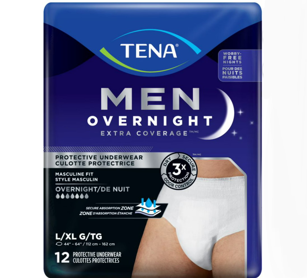 Tena Men's Overnight Underwear Size L/XL Extra Coverage, 48(4×12) Pieces