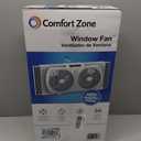 Comfort Zone 9-Inch 3-Speed Reversible Twin Window Fan Dual Blade Window Exhaust Fan with Auto-Locking Expanders, 22.25" to 33" Wide Tabletop Feet & Removable Bug Screen included