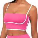 AngiMelo Longline Sports Bras for Women Square Neck Going Out Tops Workout Top Built in Bra Support Padded Yoga Crop Tank (XL)