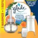 Glade PlugIns Refills Air Freshener Starter Kit, Scented Oil for Home and Bathroom, Coastal Sunshine Citrus, 0.67 Fl Oz, 1 Warmer + 1 Refill
