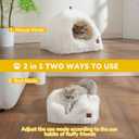 CATISM Cat Bed, Cat Cave for Indoor Cats, Soft Cat Dome, Self-Warming 2 in 1 Foldable Pet Cat House with Washable Cushioned Pillow Calming Fluffy Dog Beds for Small Dogs with Anti-Slip Bottom White