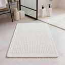 Waffle Bathroom Rugs, Non Slip Absorbent Waffle Knit Bath Mat for Shower Floor, Tub and Bathroom Door, Ultra Soft Quick Dry, Cream White, 18"x30"