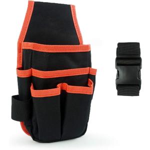 Canvas Tool Pouch Tool Organizer Bag Electricians Organizer Pouch Waist Bag for Tools with 6 Roomy Pockets, 9 Tool Loops, Adjustable Waist Strap for DIY Electricians Carpenters, Black