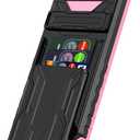 for Google Pixel 9 Pro XL & Pixel 10 Pro XL Wallet Case with Credit Card Holder Stand Kickstand Slim Rugged Shockproof Heavy Duty Defender Armor Military Grade Protective Phone Case - Pink