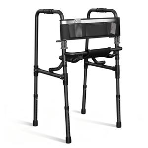 Walkers for Seniors with Seat, Portable Walker with Adjustable Height, 31.4-38.1 Inches, Mobility Aid for Adults, Elderly, and Handicapped, Foldable, Aluminum Frame with Storage Bag, Only 6.6LBS