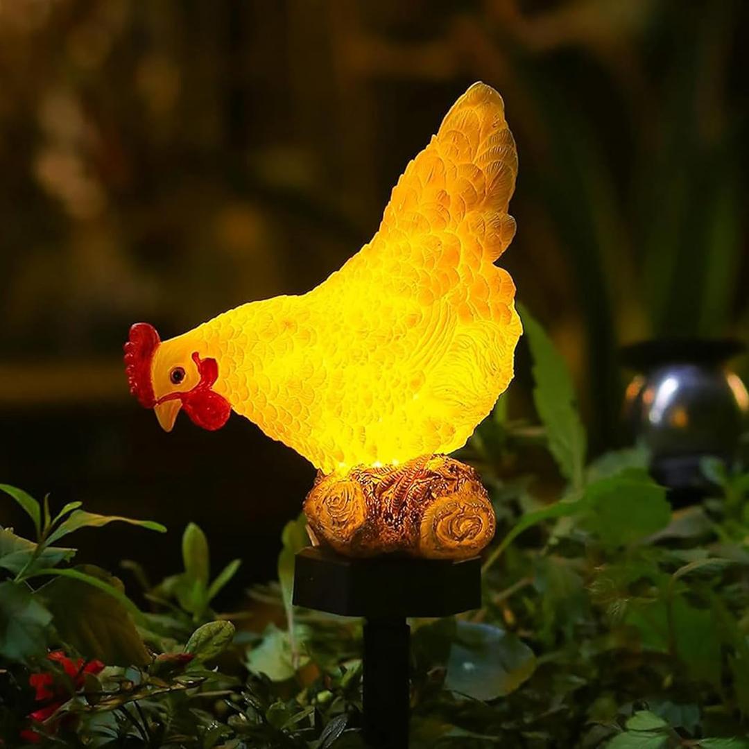Outdoor Chicken Solar Lights: Garden Decor for Outside Patio Yard Cute Chicken Gifts for Housewarming, Birthday