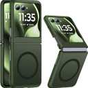 NO.1 Magnetic for Motorola Razr 2025/2024 Case with MagSafe[Military Shockproof][Translucent Matte][Anti-Fingerprint] Soft Silicone Bumper for Moto Razr 2025/2024 Case Slim,Green