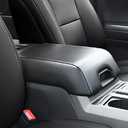 A ABIGAIL Center Console Armrest Cover Compatible with Ford F250 F350 F450 2017-2023 PU Leather Arm Rest Box Lid Middle Console Cover Seat Protector Armrest Cushion Pad (Black)